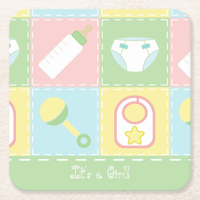 Baby's Quilt Baby Shower Paper Untersetzer (Vorderseite)