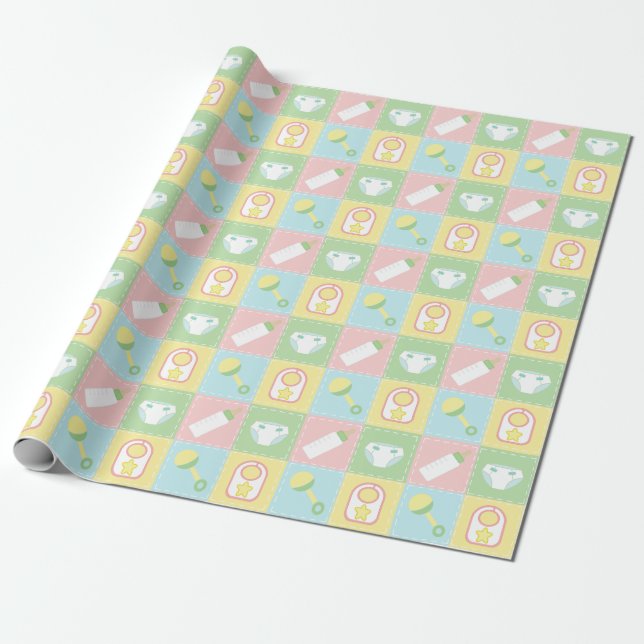 Baby's Quilt Wrapping Paper Geschenkpapier (Ungerollt)