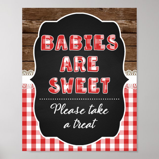 Babys R Sweet Favor Sign - Red Baby Q Poster (Vorne)