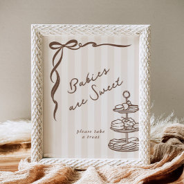 Babys sind süß Bebe Cafe Braun Schleife Handgezeic Poster