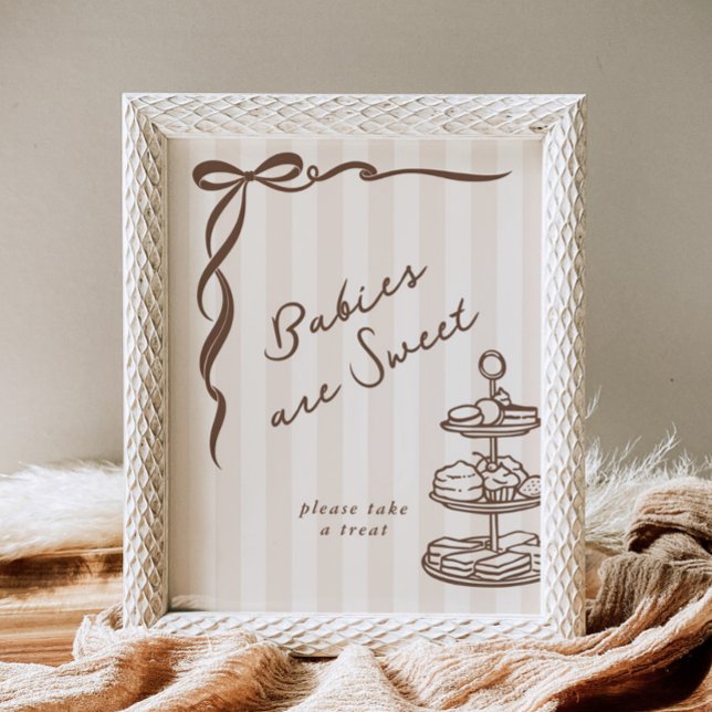 Babys sind süß Bebe Cafe Braun Schleife Handgezeic Poster (Von Creator hochgeladen)