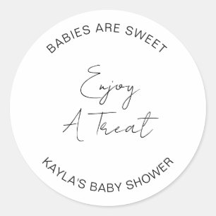 Babys sind süß Genießen Sie eine Behandlung zum Fe Runder Aufkleber