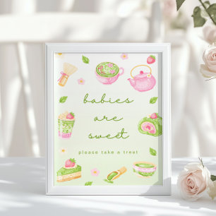Babys sind süß Matcha-Tee Rosa Baby-Party Poster