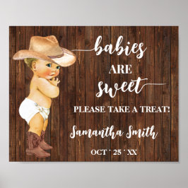 Babys sind süß nehmen eine Leckerei Cowboy Baby Du Poster