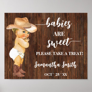 Babys sind süß nehmen eine Leckerei Cowboy Baby Du Poster