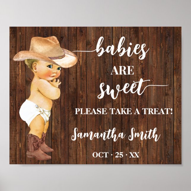 Babys sind süß nehmen eine Leckerei Cowboy Baby Du Poster (Vorne)