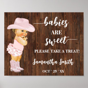 Babys sind süß nehmen eine Leckerei Cowgirl Baby D Poster