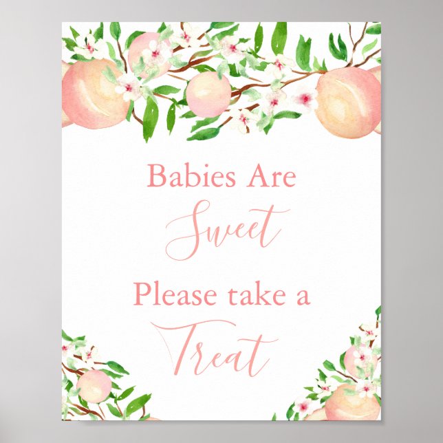Babys sind süß nehmen eine Leckerei, Pfirsiche Kin Poster (Vorne)