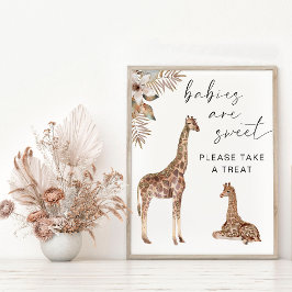 Babys sind süß Nehmen Sie eine Leckerei Giraffe Du Poster