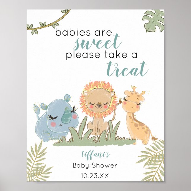 Babys sind süß Nehmen Sie eine Leckerei Safari Ani Poster (Vorne)