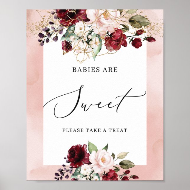 Babys sind süß signierte bordeauxrot, rot, rosa poster (Vorne)