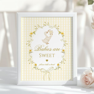 Babys sind süße Dummer Gans gelbe Gingham Poster