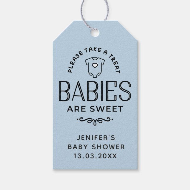 Babys sind süße Pastel Blue Baby Dusche Junge Geschenkanhänger (Vorderseite)