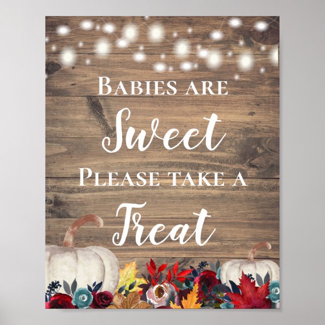 Babys sind süße rustikale Kürbis-Erntedank-Gefalle Poster (Vorne)