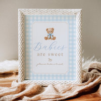 Babys sind süße Teddybär Blau Gingham