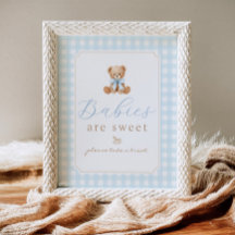 Babys sind süße Teddybär Blau Gingham