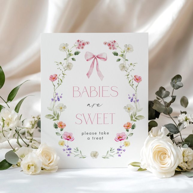 Babys sind süße Wildblume Pink Bow Babydusche Poster (Von Creator hochgeladen)