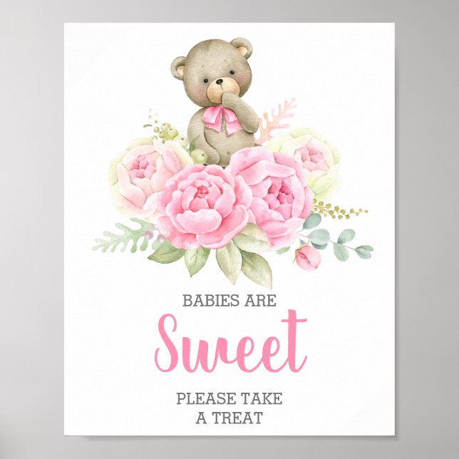 Babys sind süßer rosa Bär Poster (Vorne)