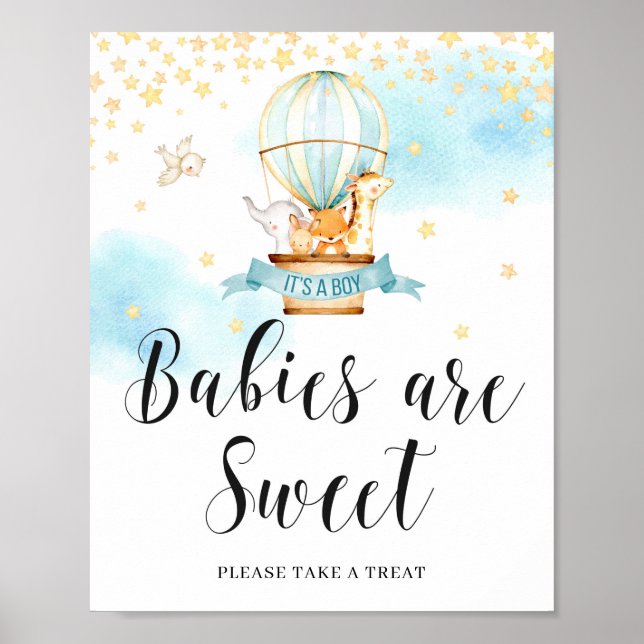 Babys sind Süßigkeiten Baby Dusche Heißluftballon Poster (Vorne)