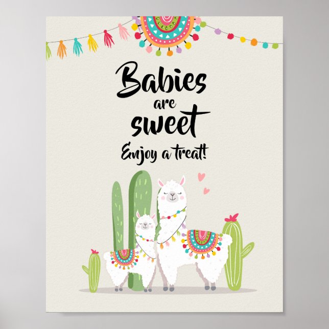 Babys sind Sweet Fiesta Llama Baby Duschzeichen Poster (Vorne)