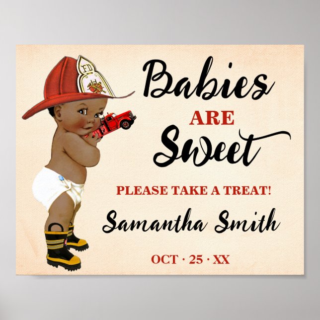 Babys sind Sweet Take Leckerei OM Feuerwehrdusche Poster (Vorne)