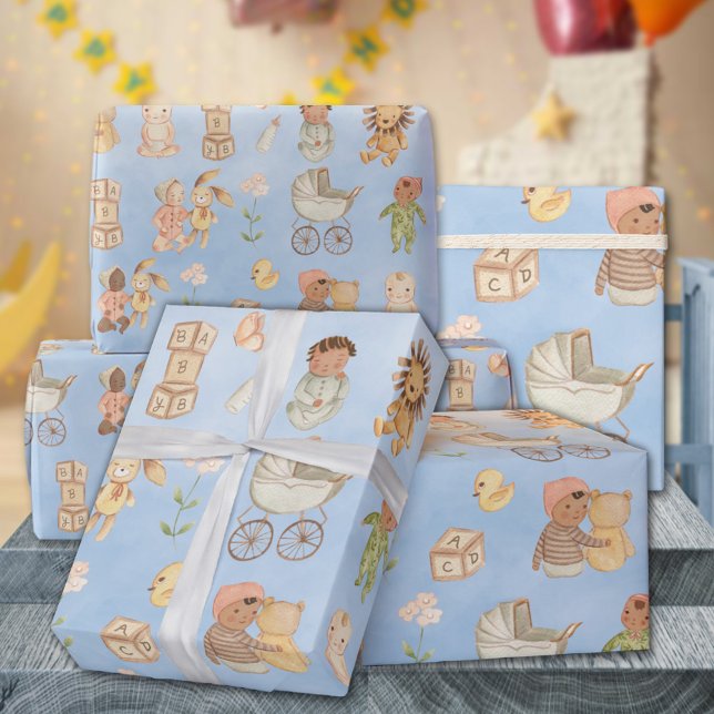 Babys & Tiere International Blue Geschenkpapier (Babies & Animals International Blue Gift Wrapping Paper Rolls)