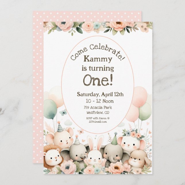 Babys zum ersten Geburtstag Einladung (Vorne/Hinten)