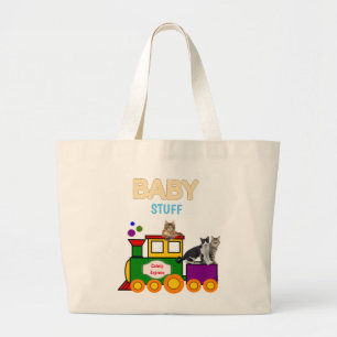 Babysachen-Tasche mit Choo-Choo-Zug und Katzen Jumbo Stoffbeutel