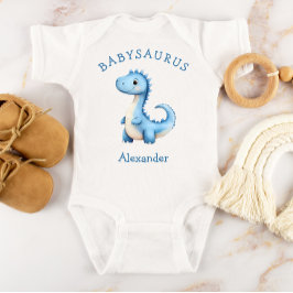 Babysaurus Blau Dinosaurier Personalisierte Jungen Baby Strampler