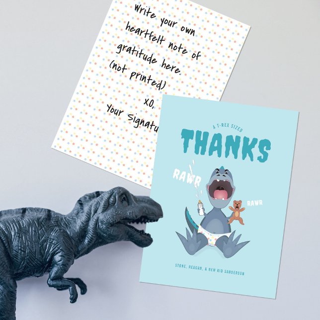 Babysaurus T-Rex Blau Dankeskarte (Von Creator hochgeladen)