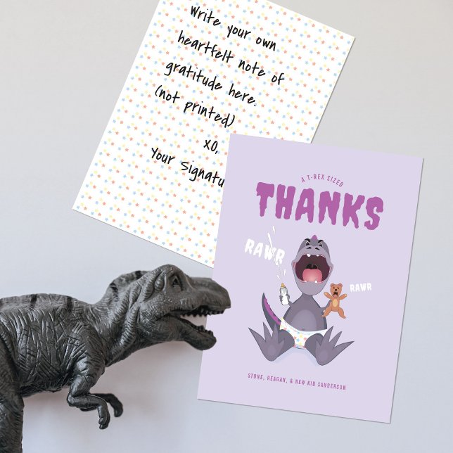 Babysaurus T-Rex Lila Dankeskarte (Von Creator hochgeladen)