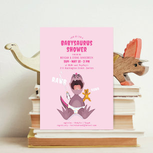 Babysaurus T-rex Pink Baby Dusche Einladung