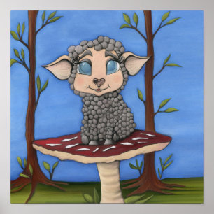 Babyschaf auf Toadstool Poster