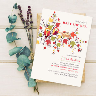 Babyschale im Herbst Babydusche Einladung