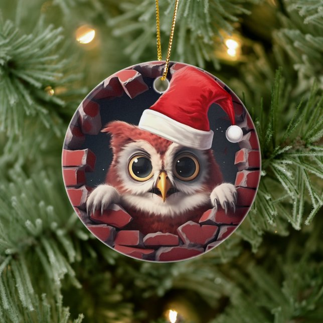 Babyschale in Weihnachtsmannmütze - 3D Keramik Ornament (Baum)