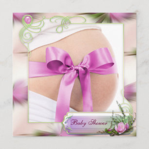 Babyschale mit rosa Bow Pink Magnolia Babydusche Einladung