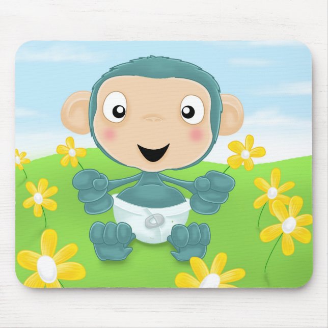 Babyschimpanse auf dem Gebiet der Blumen Mousepad (Vorne)