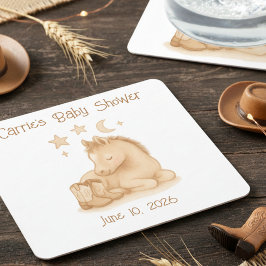 Babyschuhe für Sweet Western und Kinderdusche für Rechteckiger Pappuntersetzer