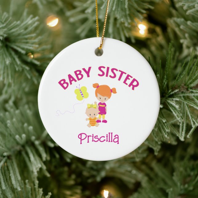 BabySchwester mit großer Schwester Personalisiert Keramik Ornament (Baum)