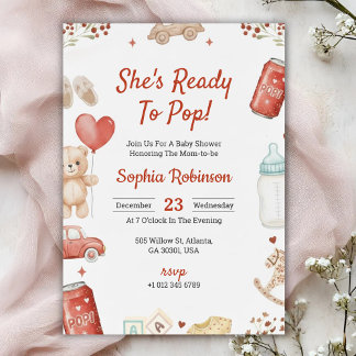 Babyshower-Einladung mit spielbarem Teddybär  Einladung