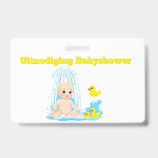 Babyshower Uitnodiging Badge - Schattige Baby en E Ausweis (Vorderseite)