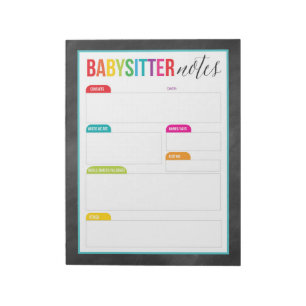 Babysitter-Anmerkungen Notepad für Eltern (groß) Notizblock