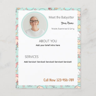 Babysitter-Bearbeitbare Geschäftsflyer mit Foto Flyer