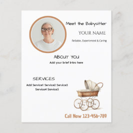 Babysitter bearbeitbarer Business-Flyer mit Foto Flyer