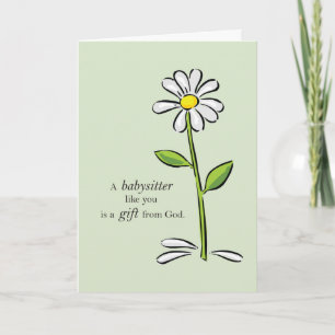 Babysitter Birthday, Religious Green Daisy Flower Karte