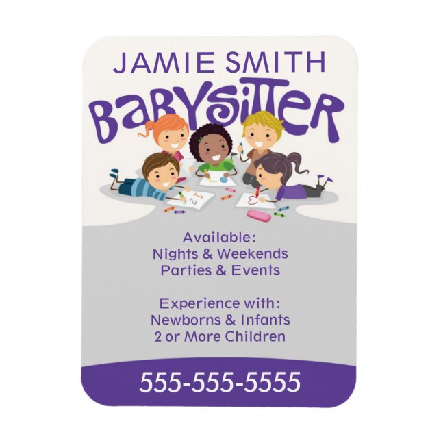 Babysitter Business Card Magnet (Vertikal)