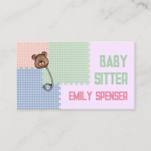 Babysitter & Child Care Bären Brooch Card Visitenkarte