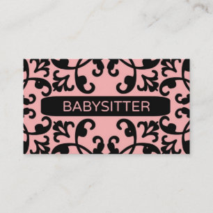 Babysitter Damask Business Card Visitenkarte