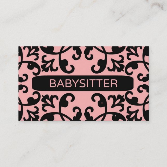 Babysitter Damask Business Card Visitenkarte (Vorderseite)