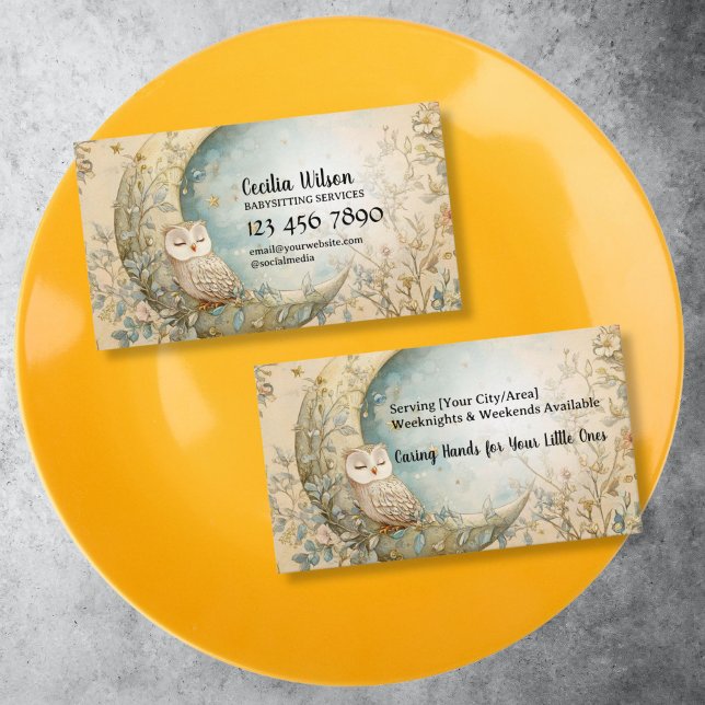 Babysitter-Dienstleistungen, Babysitting, Kindermä Visitenkarte (cute little owl babysitting business card)